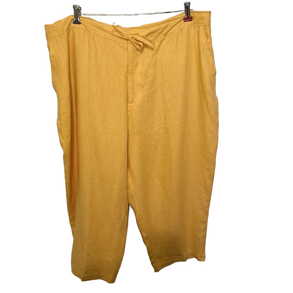 Relativity Woman Capri 2X 100% Linen Orange Drawstring